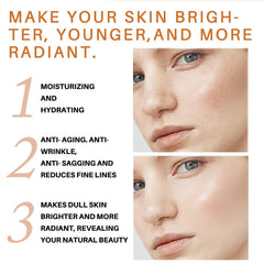Lanthome turmeric face cream application on cheek demonstrates easy absorption and radiance.