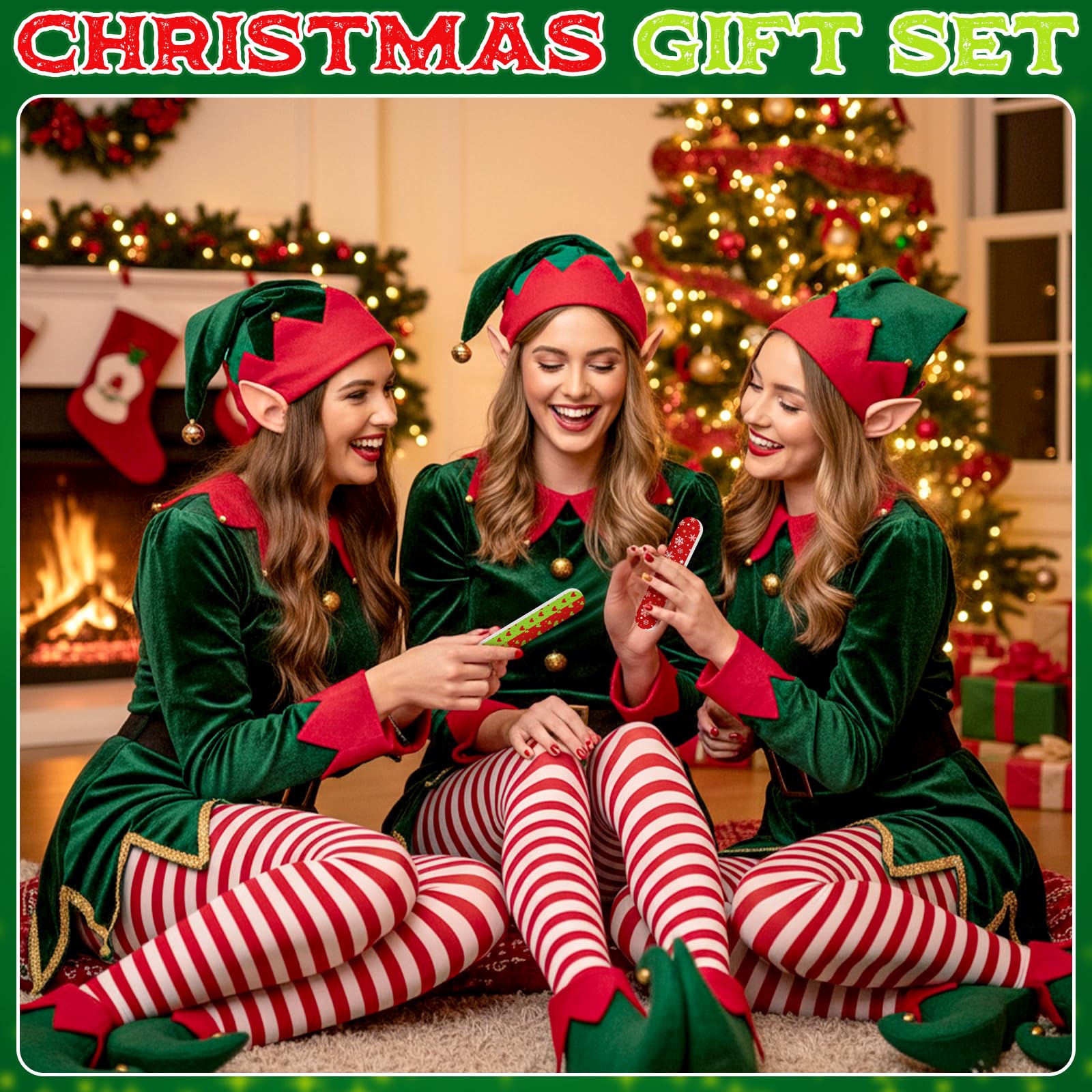 Lanties Christmas nail files red-green design ideal for party favors and gifts