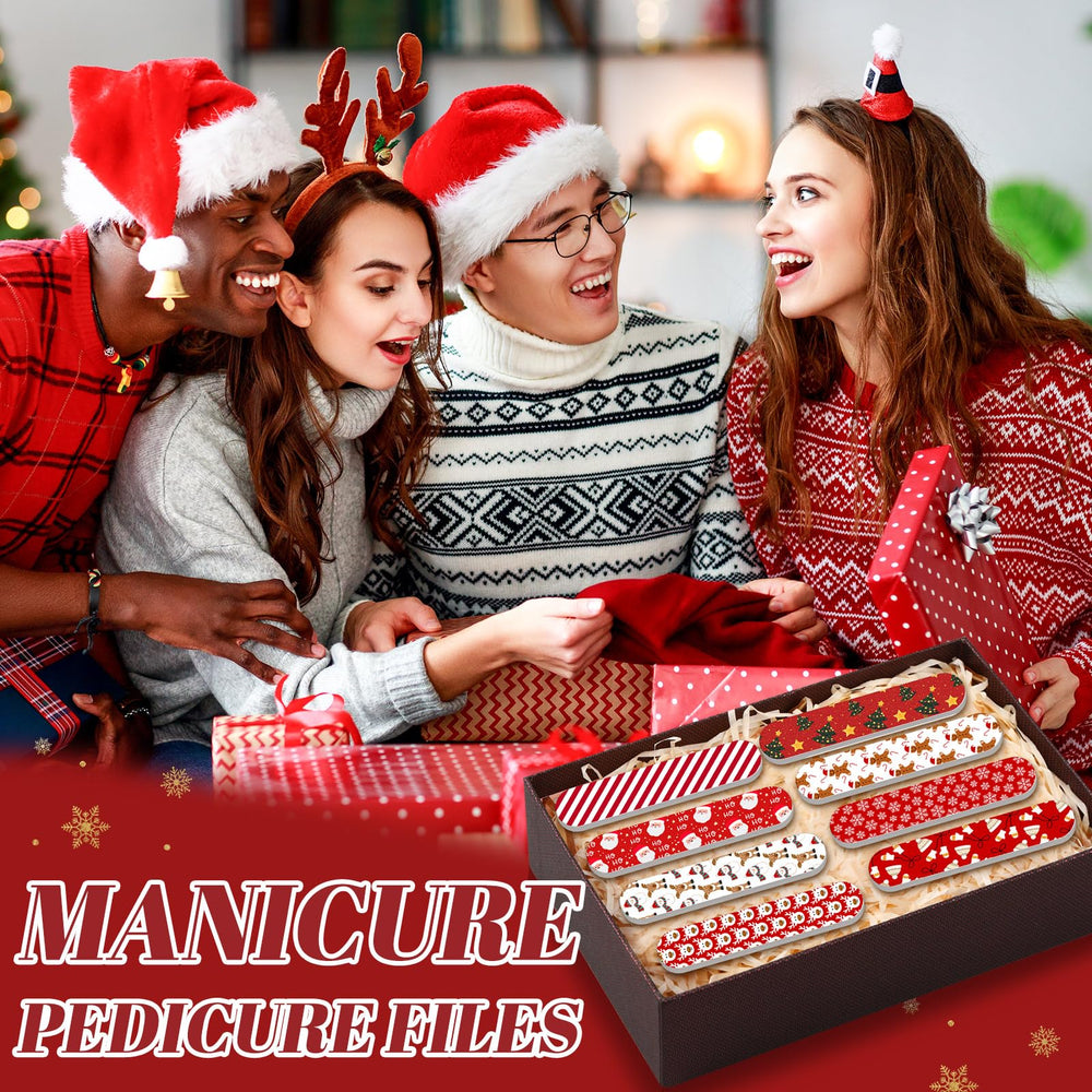 Lanties Christmas nail files in use during manicure for smooth edges.