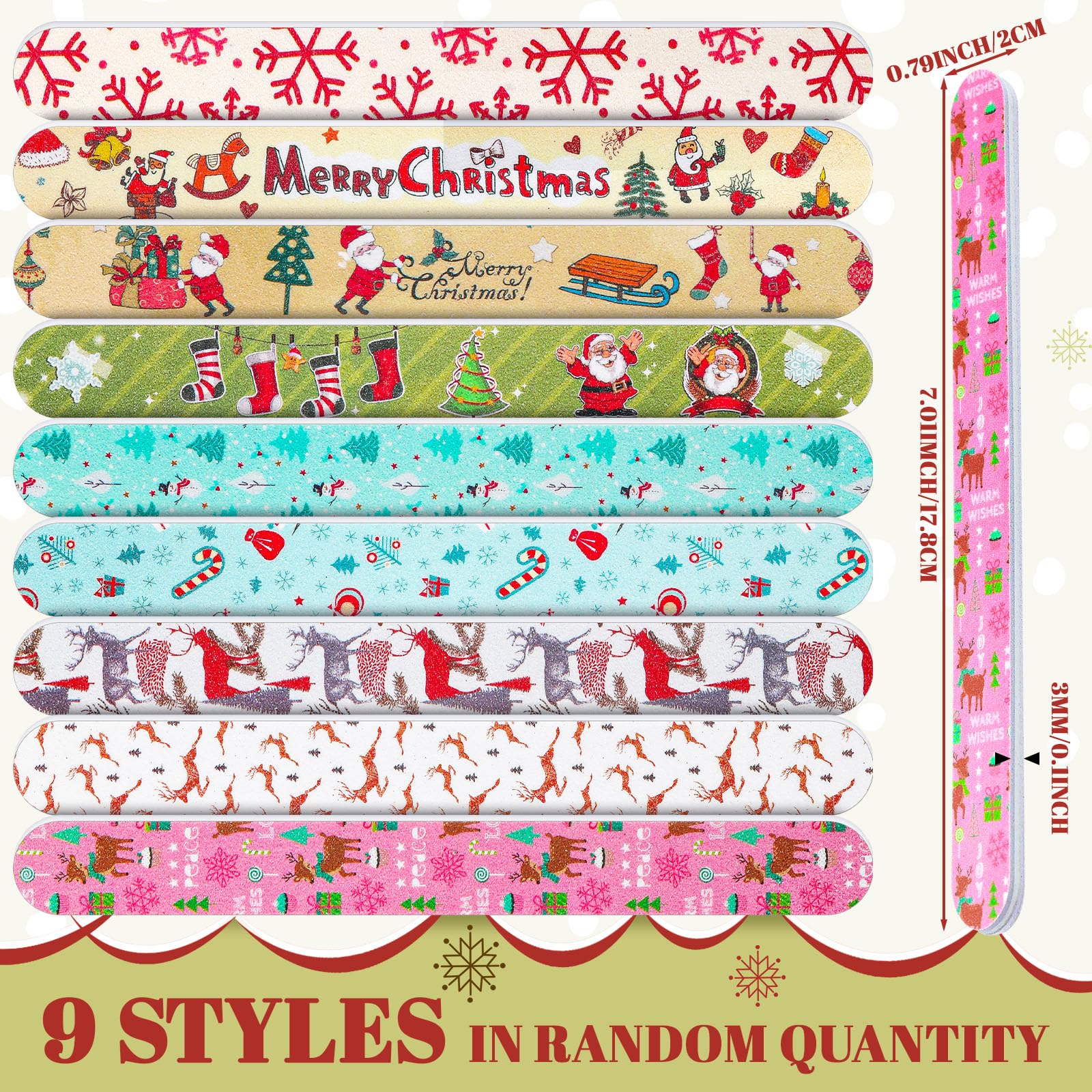 Lanties double-sided emery boards with holiday design for precise shaping.