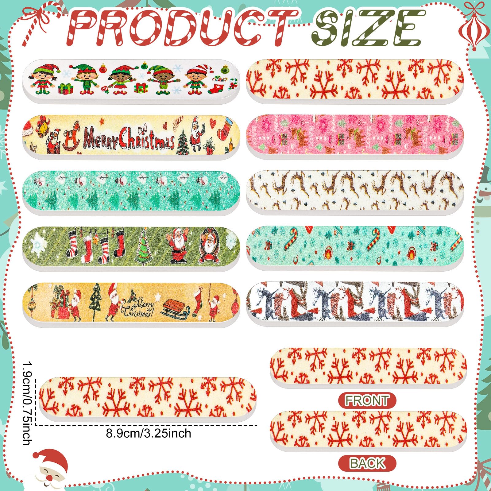Lanties double-sided emery boards with festive Christmas design for quick manicures.