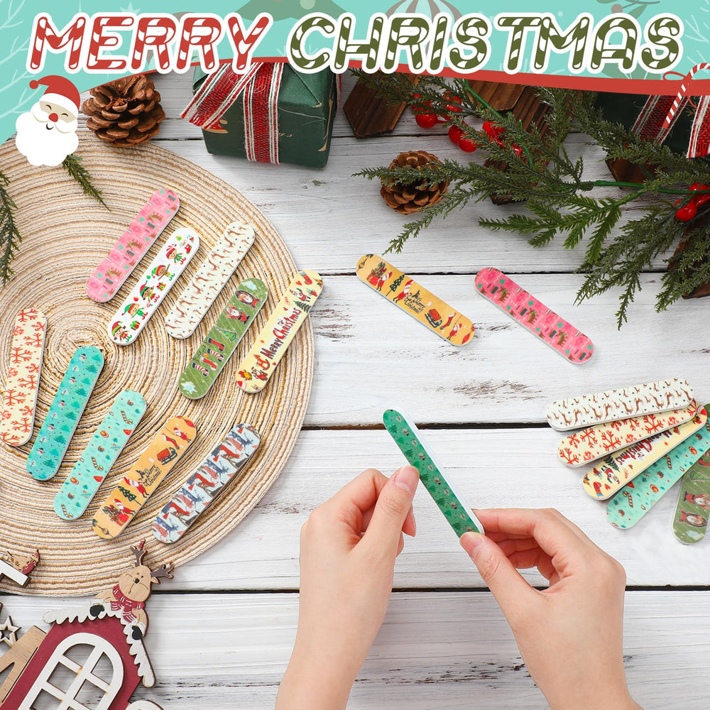 Lanties red Christmas nail files showcasing vibrant pattern for festive nail care.