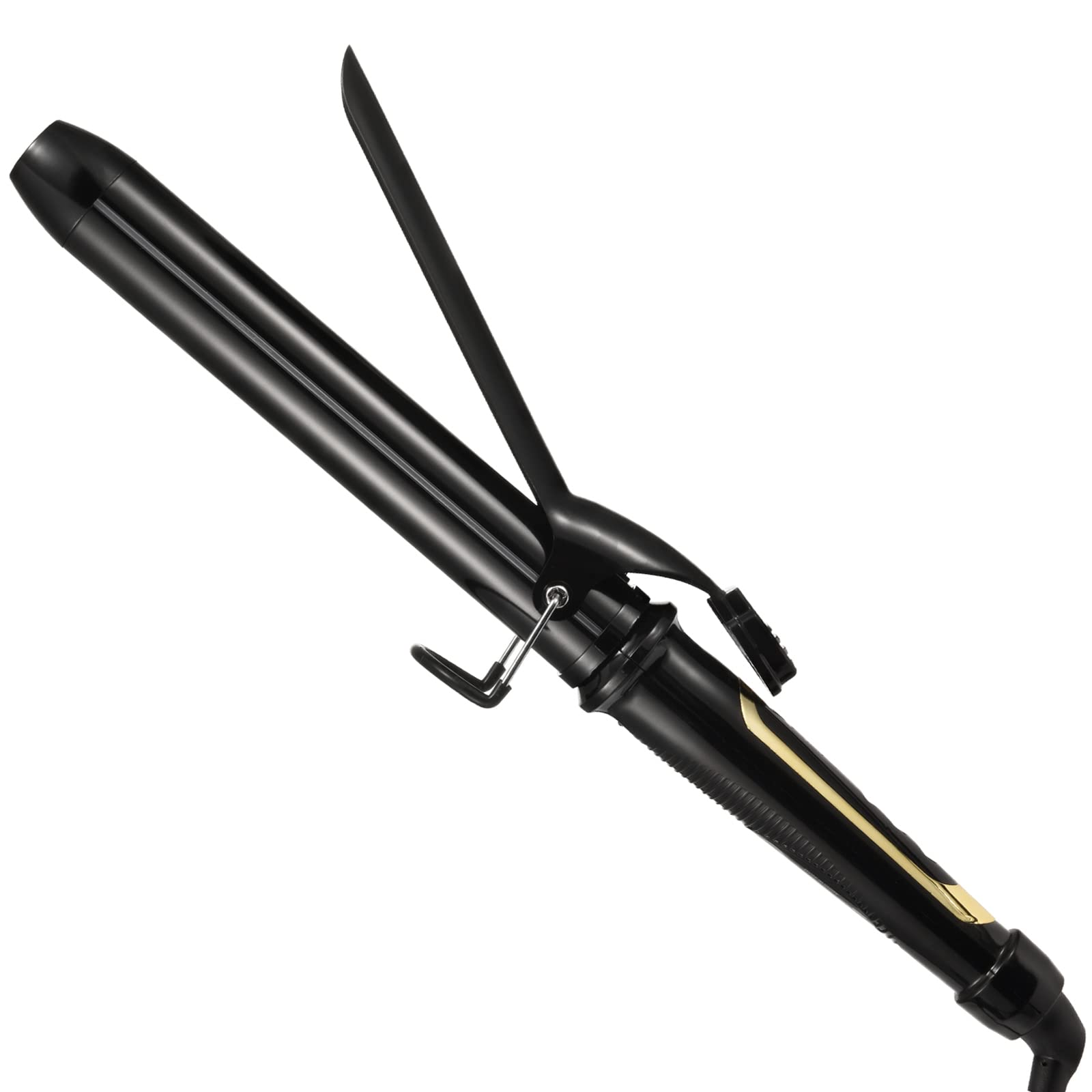 LANVIER clipped curling iron extra long barrel close-up for long, smooth curls.