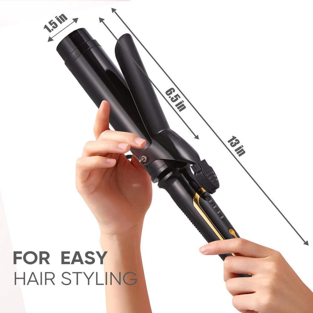 LANVIER curling iron offers adjustable heat settings for diverse hair types and looks.
