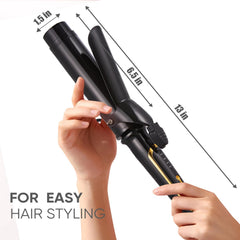 LANVIER curling iron offers adjustable heat settings for diverse hair types and looks.
