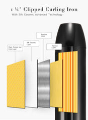 LANVIER heat settings dial close-up showing 300–450°F range for tailored styling.