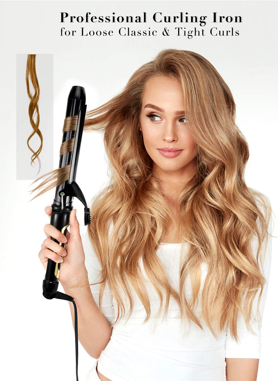 Lanvier rizador de 1,25 pulgadas para cabello largo y grueso