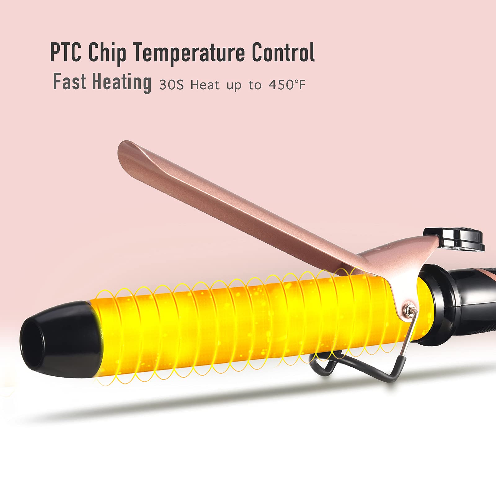 LANVIER rose-gold five-heat settings let you customize temperature.