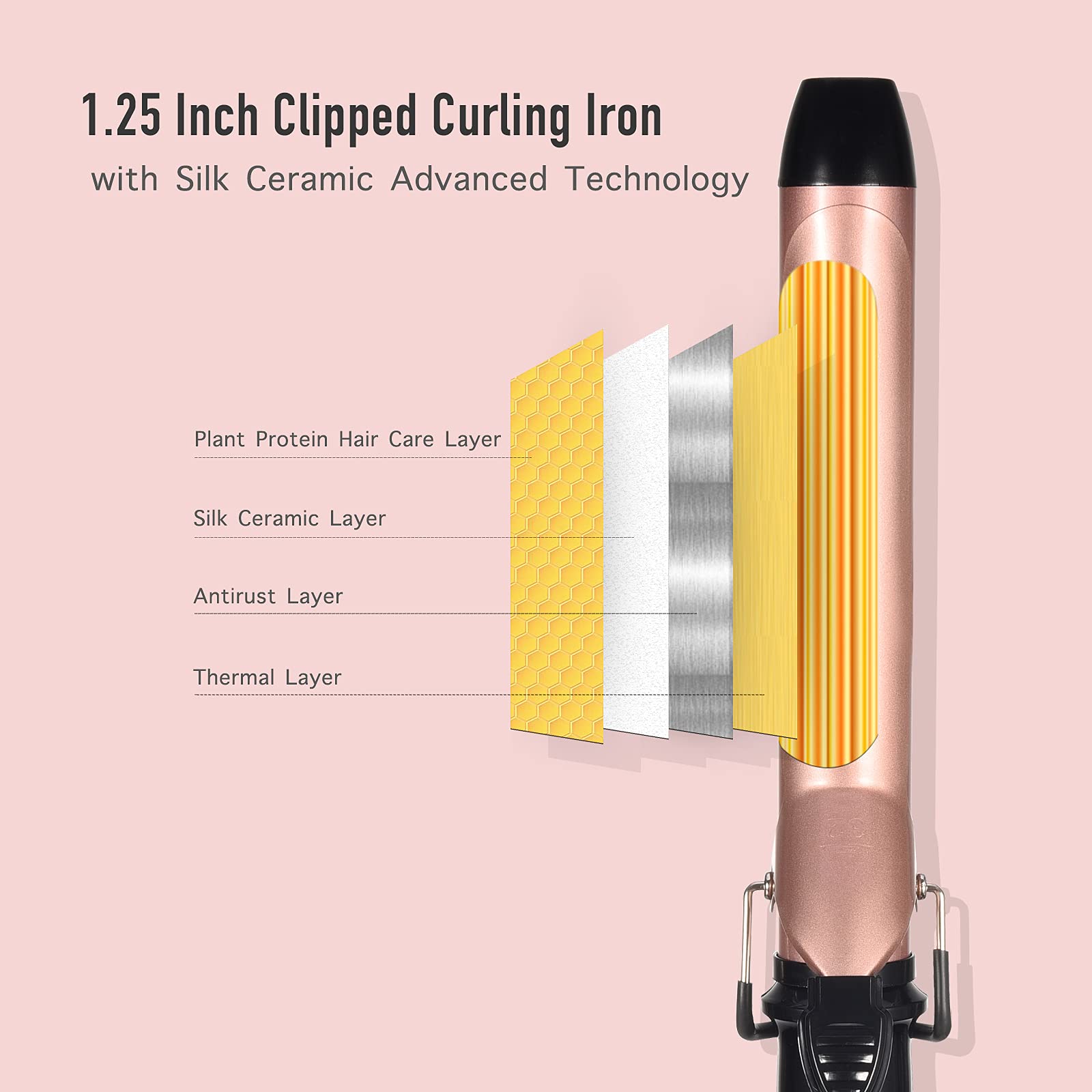 LANVIER rose-gold dual voltage for worldwide travel styling.