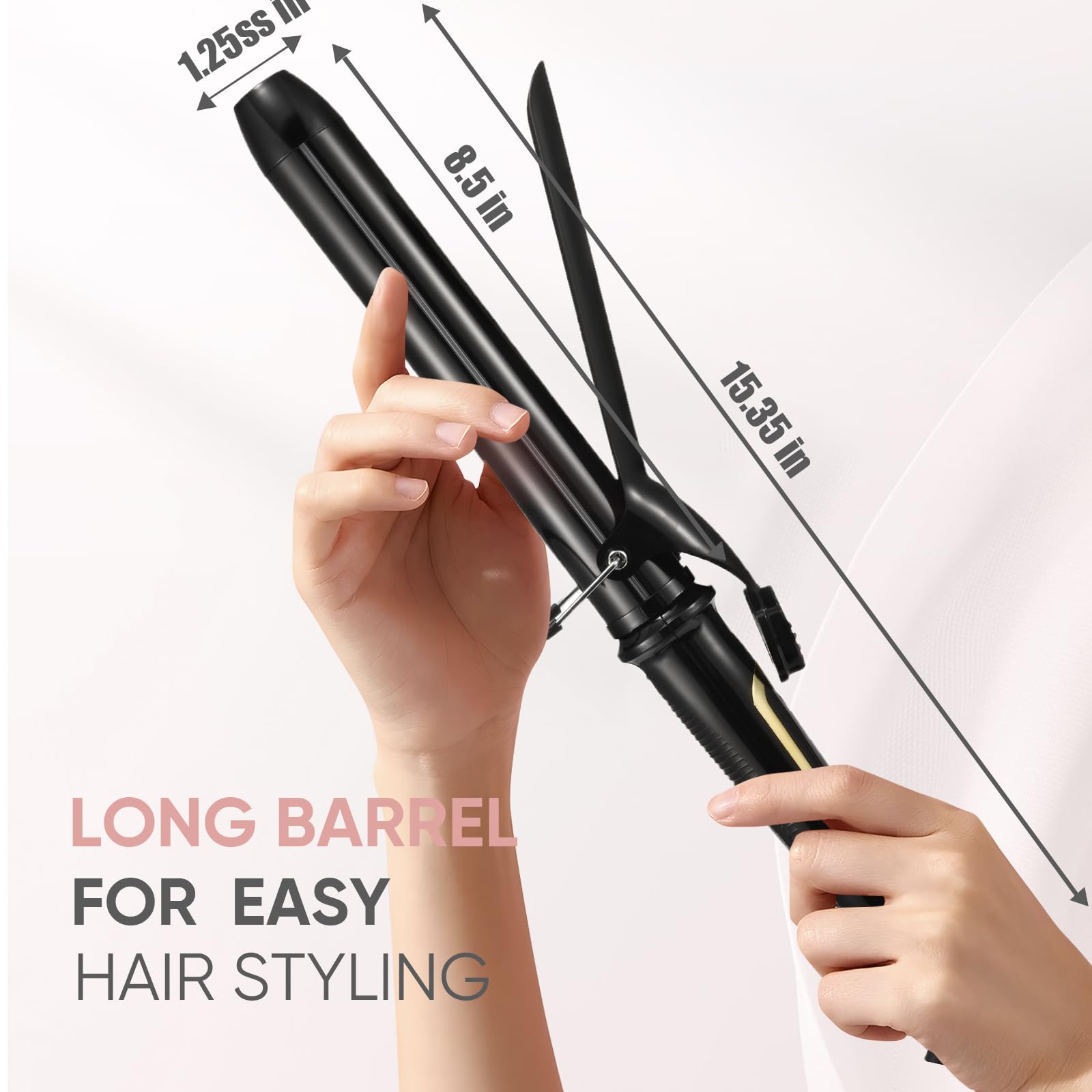 LANVIER swivel cord angle view emphasizes flexibility during styling sessions.