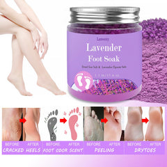 Lanwexy Lavender Foot Soak being poured into water to release soothing bubbles