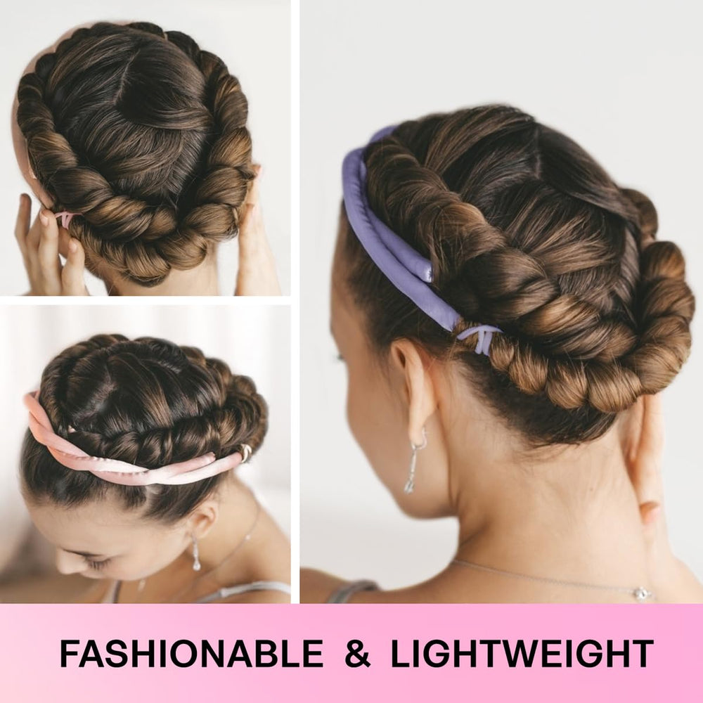 Lanzhire heatless curling headband worn for overnight curls, highlighting comfortable fit.