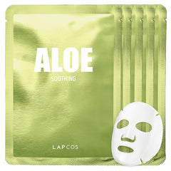 LAPCOS Aloe Sheet Mask pack front shows soothing skincare benefits for daily hydration.