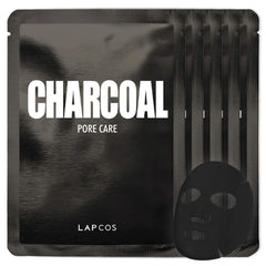 LAPCOS Charcoal Sheet Mask 5-Pack box view highlighting detox and pore tightening benefits.