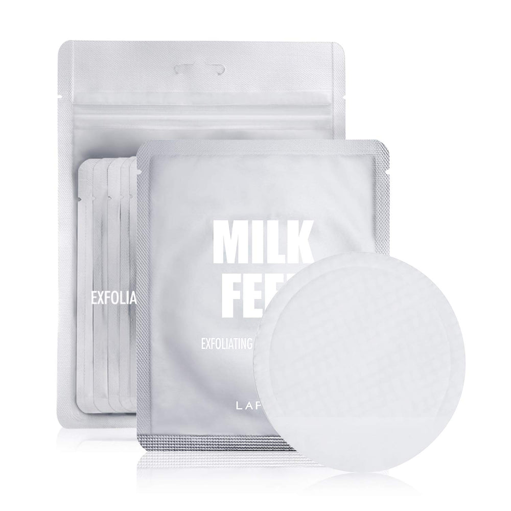 LAPCOS Milk Feel pads packaging shows on-the-go exfoliation and cleansing.