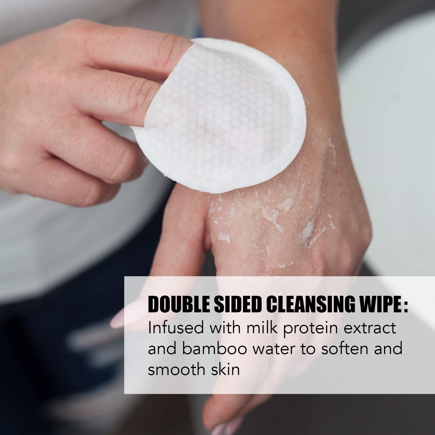 LAPCOS Milk Feel pad demonstrating moisturized skin after use.