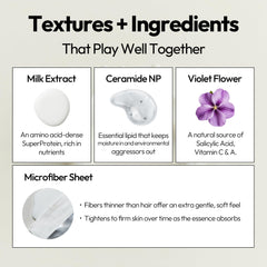 LAPCOS Milk Sheet Mask wet sheet close-up shows creamy texture for hydration.
