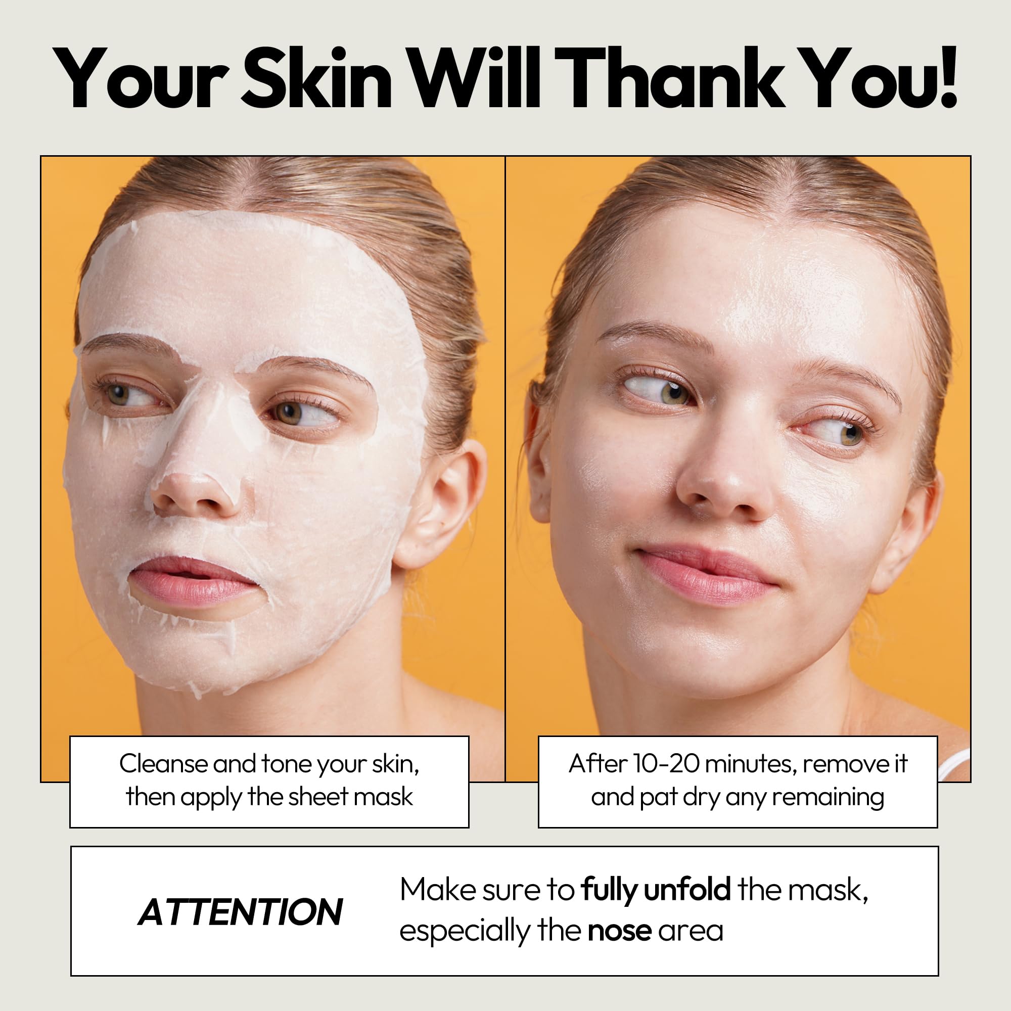 LAPCOS Vita C sheet mask glow boost after 10-20 minutes use.