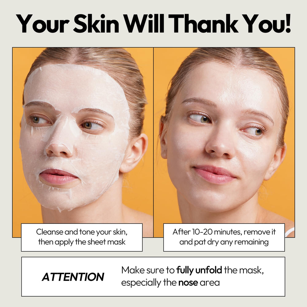 LAPCOS Vita C sheet mask glow boost after 10-20 minutes use.