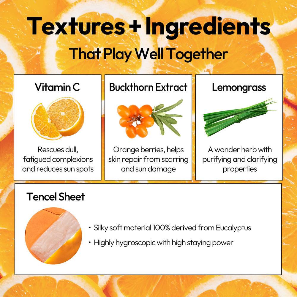 LAPCOS Vita C sheet mask close-up texture, gentle feel and refreshing finish.