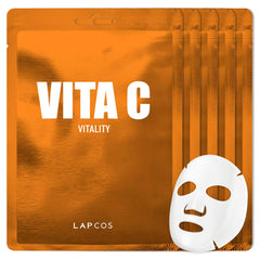 LAPCOS Vita C sheet mask pack front showcases vitamin C boost for brighter skin.