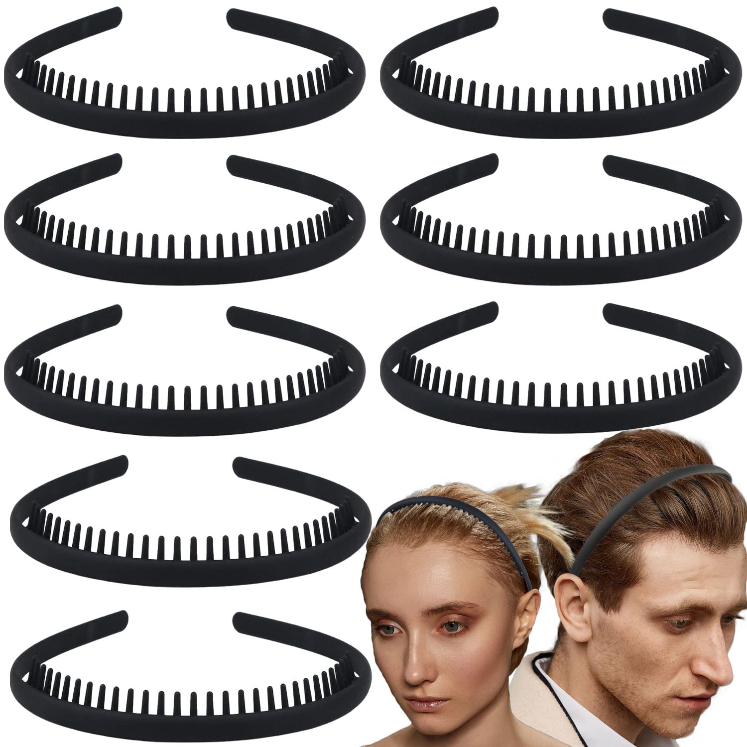LAPOHI matte black headbands teeth close-up demonstrates non-slip grip for all-day wear