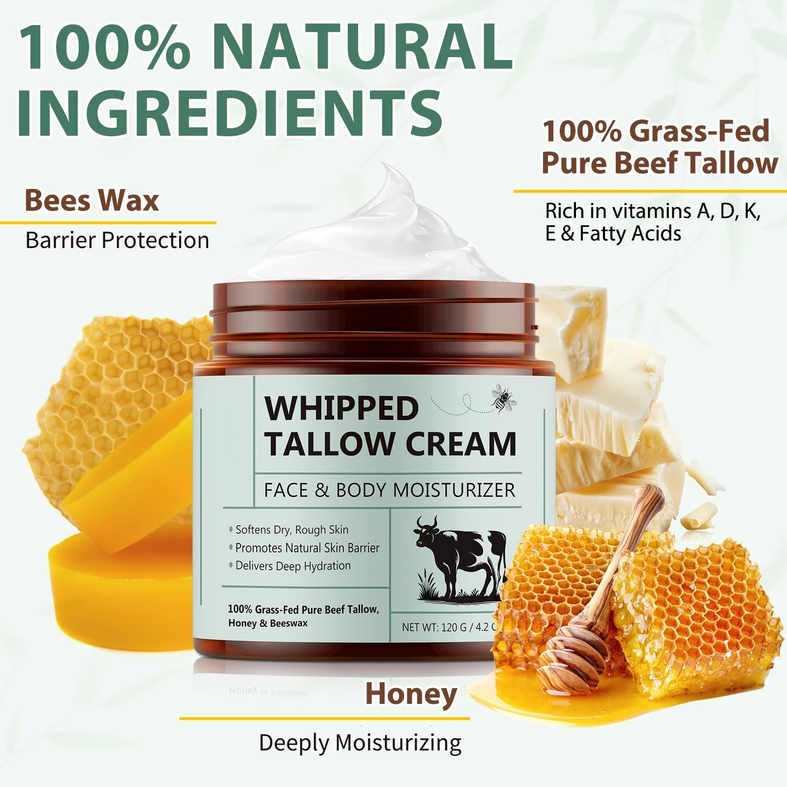 laraspi organic grass-fed beef tallow ingredients closeup highlights natural nourishment