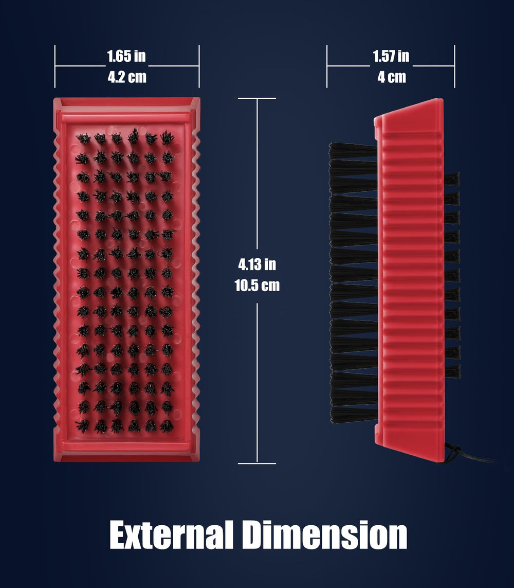 Larbois nail brush bristles red close-up for dirt removal near nails.