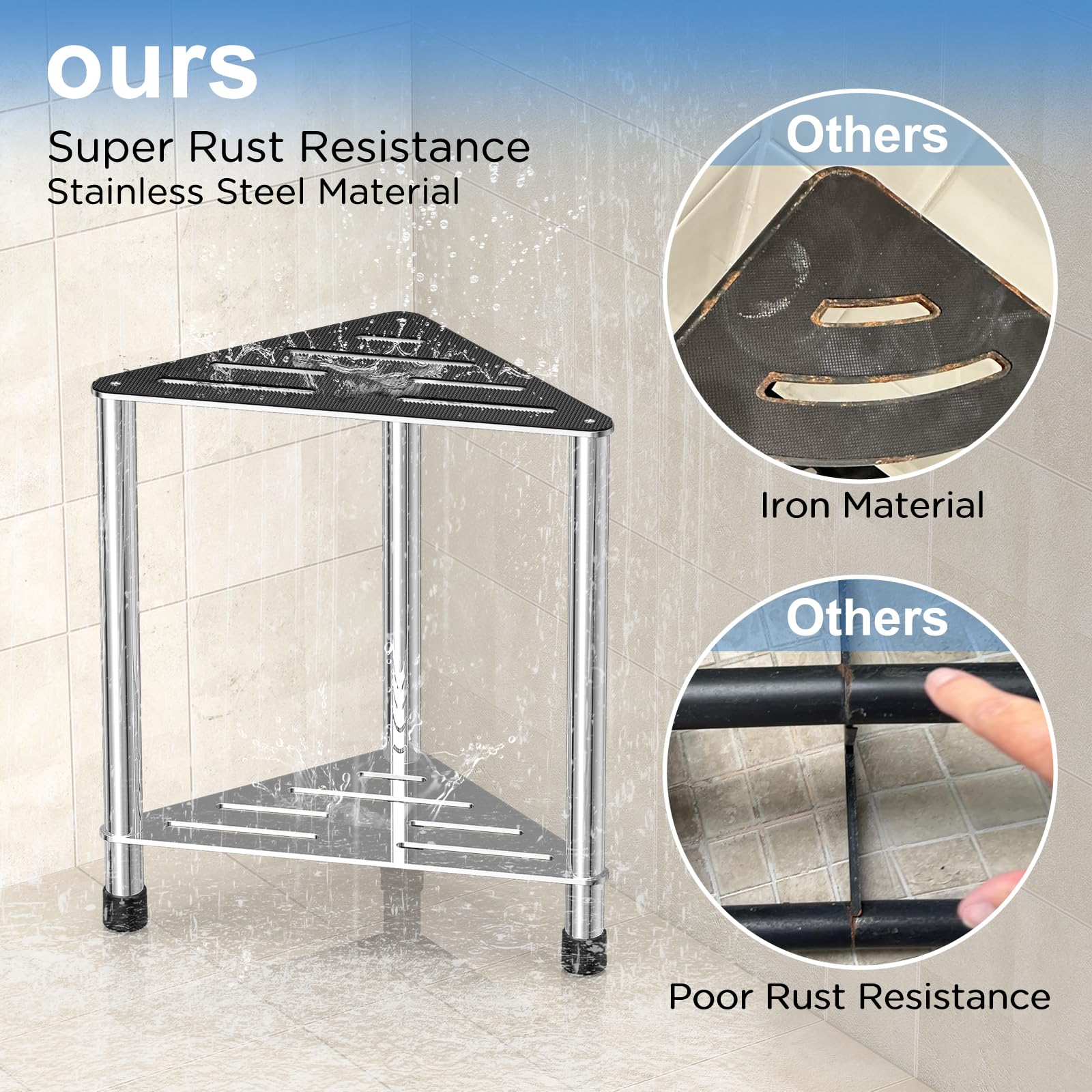 LarFaFa corner design fits tight shower corners for space efficiency.