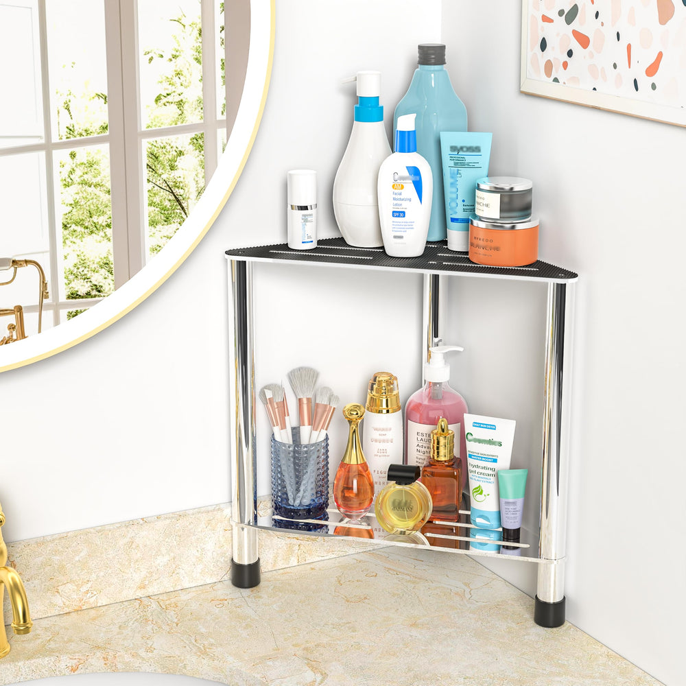LarFaFa stainless steel stool, 15.4-inch height, designed for comfortable leg access during showers.