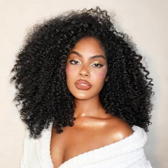 Larhali kinky curly half wig with invisible hairline for natural-looking blend