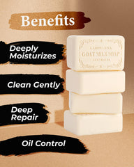 Larosanna bathroom scene with soap bar emphasizes spa-like aroma and natural ingredients.