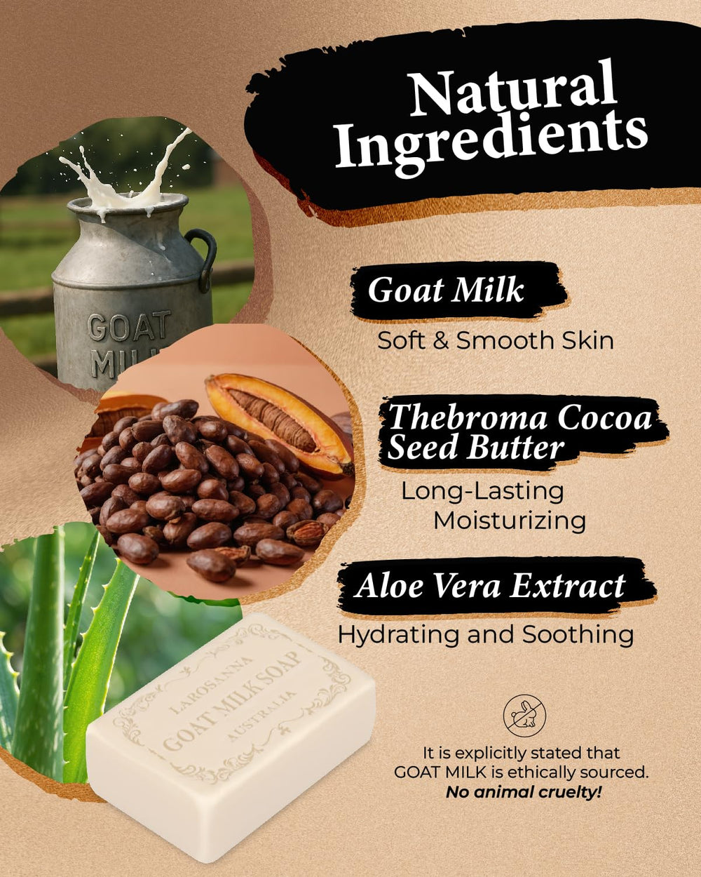 Larosanna soap lather in hand demonstrates gentle cleansing for all skin types.
