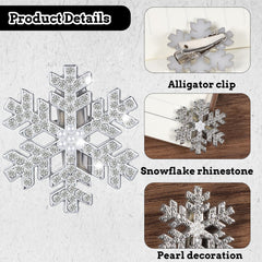 Larrel Snowflake hair clip in silver glitter adds bridal or party sparkle.