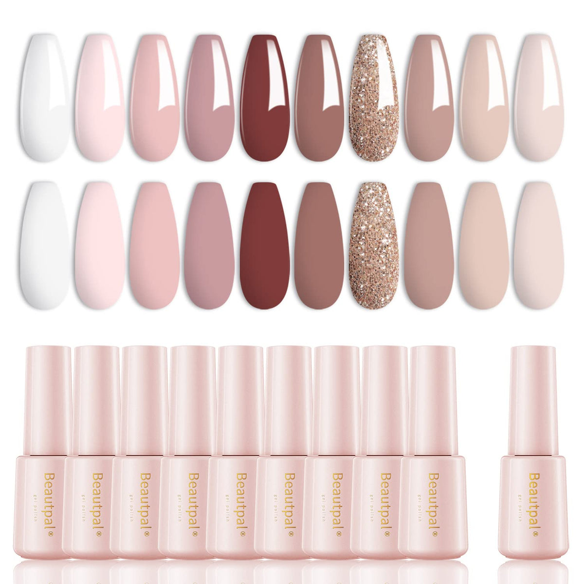 Larvall Beautpal Nude Gel Polish 10 Pcs packaging shows versatile nude shades for all seasons