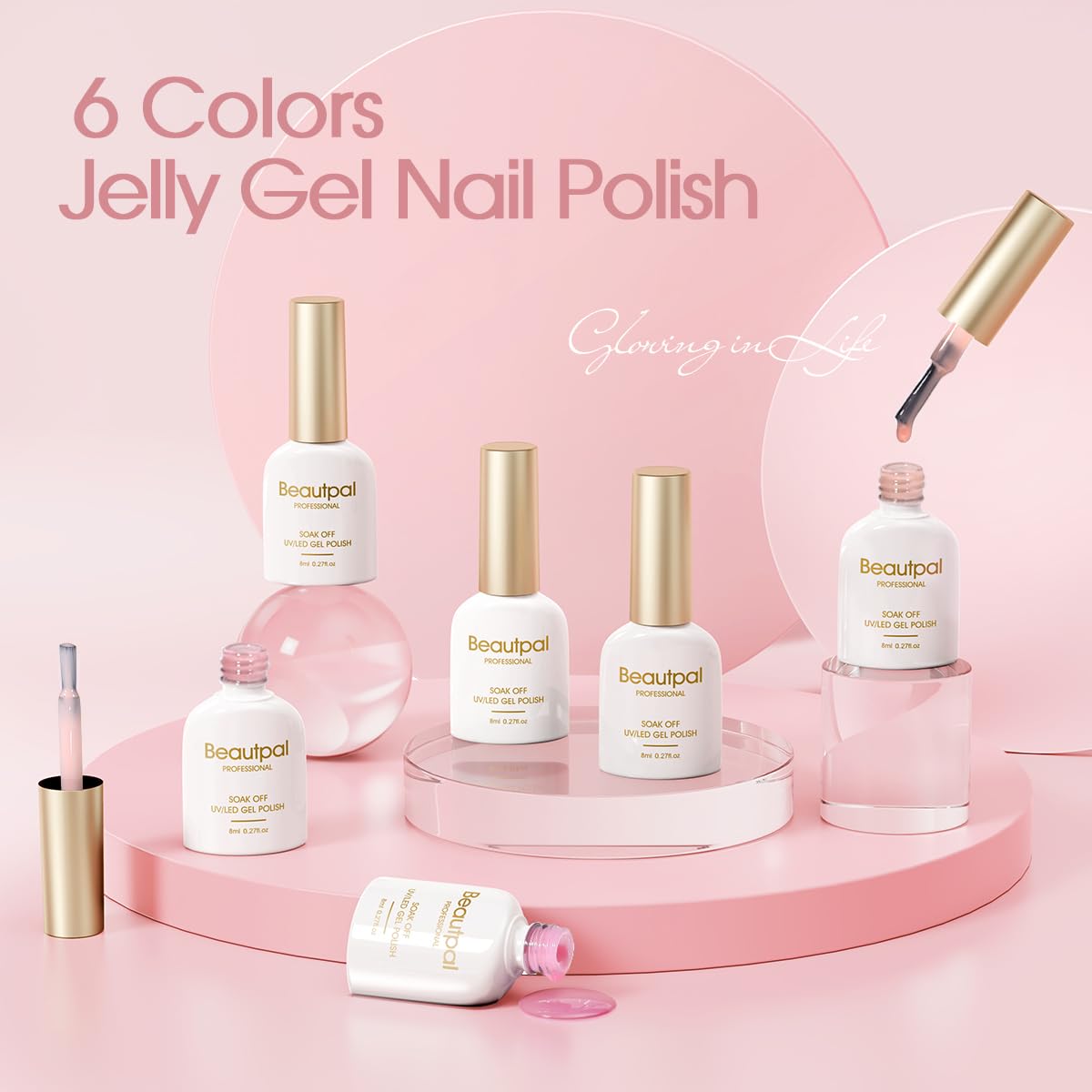 Larvall Beautpal nude gel polish set at-home manicure ready for creative nail art.