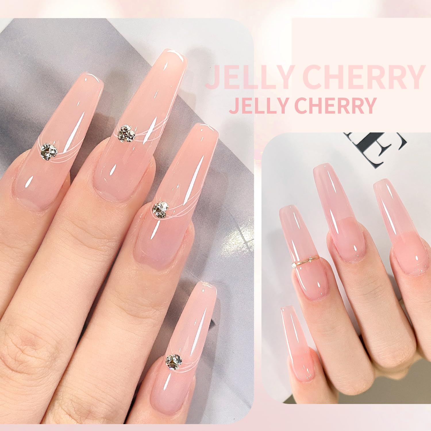Larvall Beautpal nude gel polish set under UV lamp demonstrates long-lasting wear.