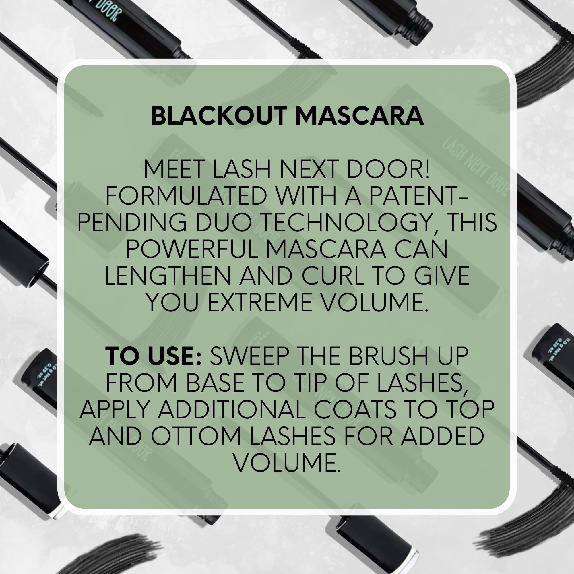 Lash Next Door mascara applied on lashes demonstrates lengthening and fuller definition.