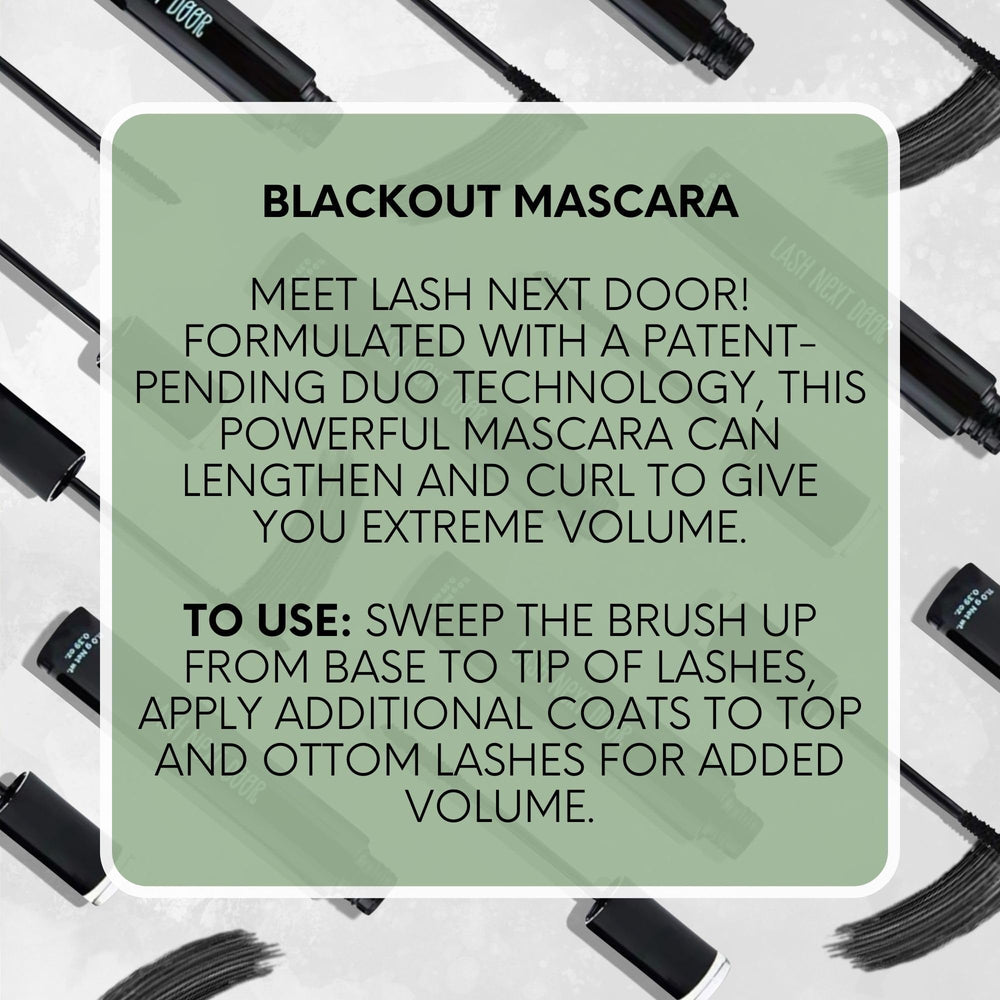 Lash Next Door mascara applied on lashes demonstrates lengthening and fuller definition.