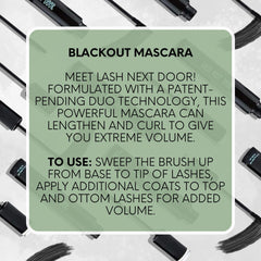 Lash Next Door mascara applied on lashes demonstrates lengthening and fuller definition.