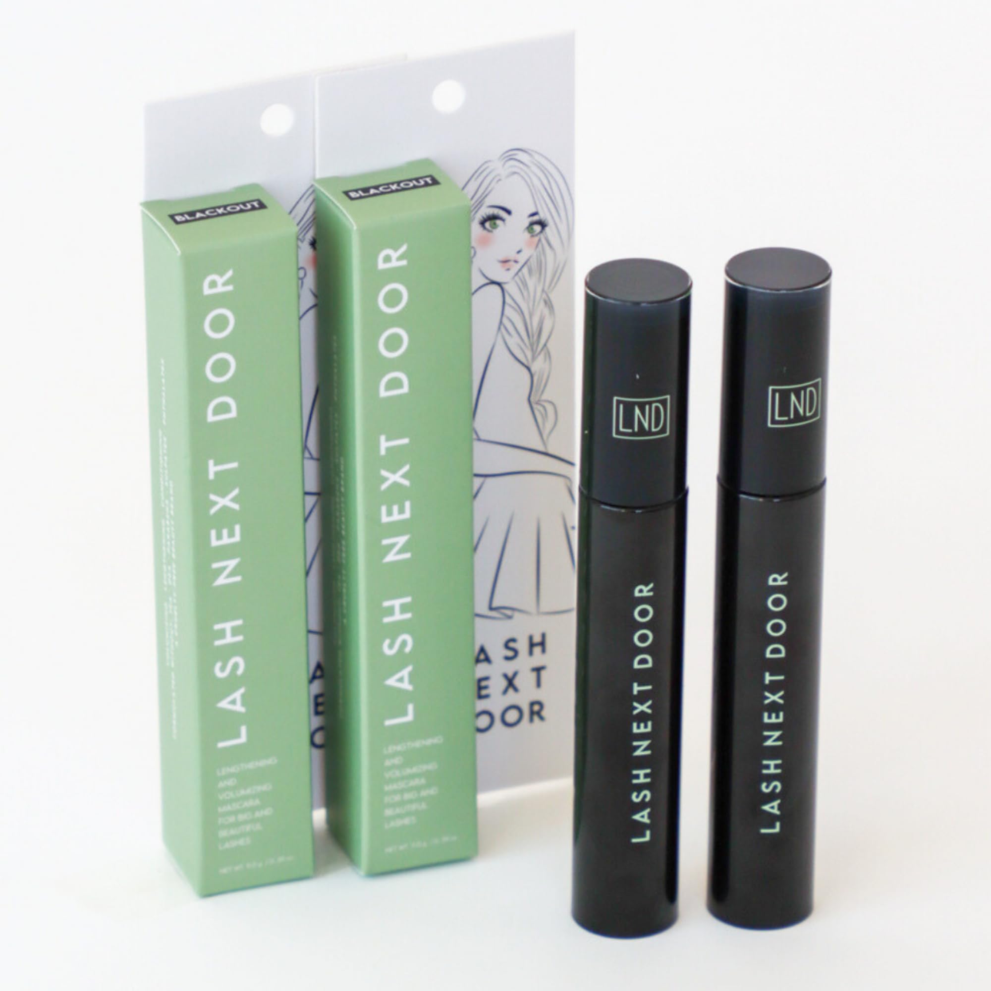 Lash Next Door travel-pack image suggests convenient, compact packaging for on-the-go beauty routines.