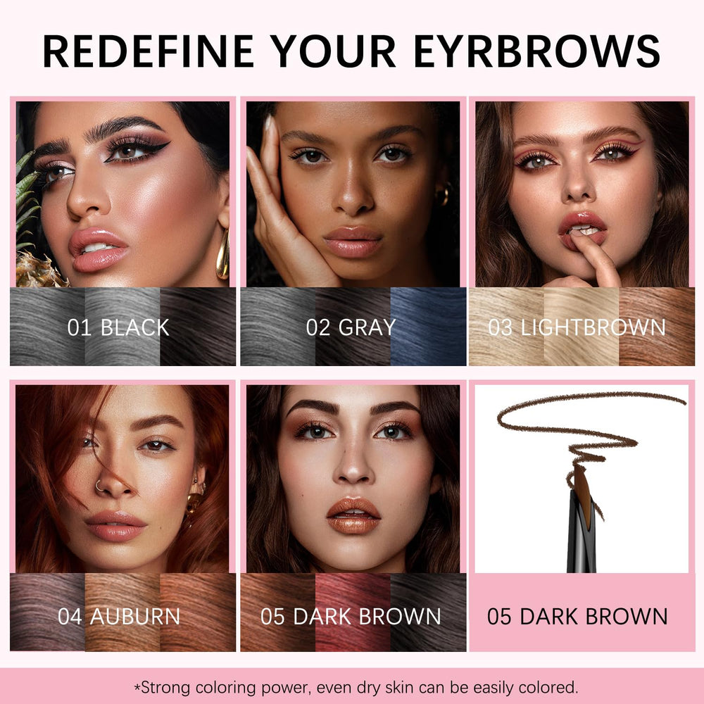 Lashcharm eyebrow pencil five-shade range for natural matches.