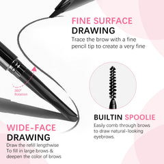 Lashcharm eyebrow pencil waterproof longwear resists sweat and humidity.