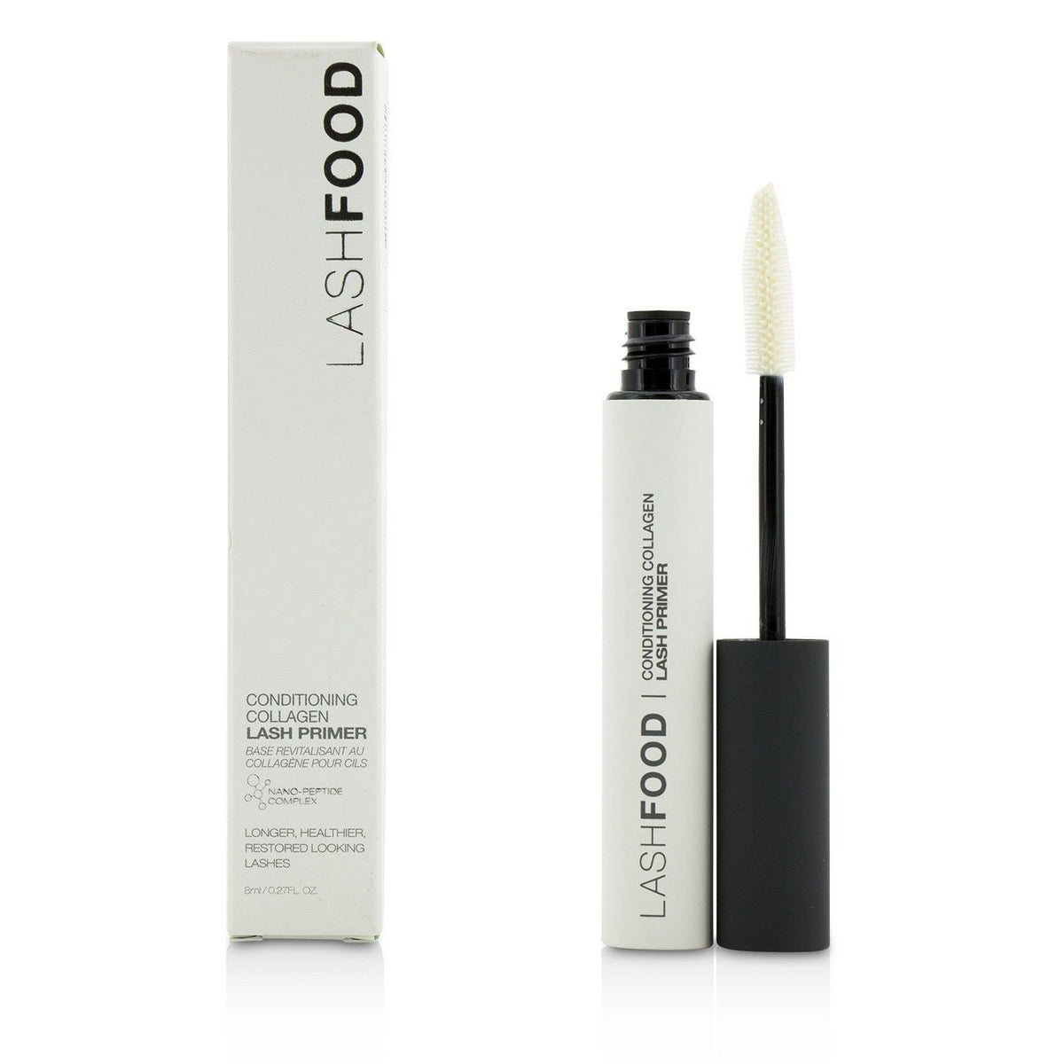 LashFood conditioning collagen fiber primer brush for lash length and volume boost.