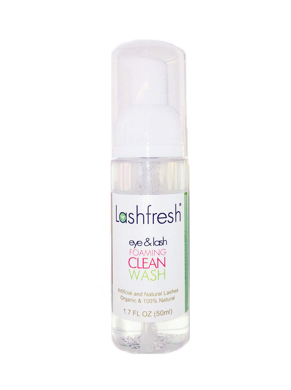 Lashfresh Foaming Clean Wash bottle 50ml highlighting gentle, oil-free eye cleansing