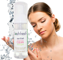 Lashfresh Foaming Clean Wash foam closeup illustrating soft lather for sensitive eyes