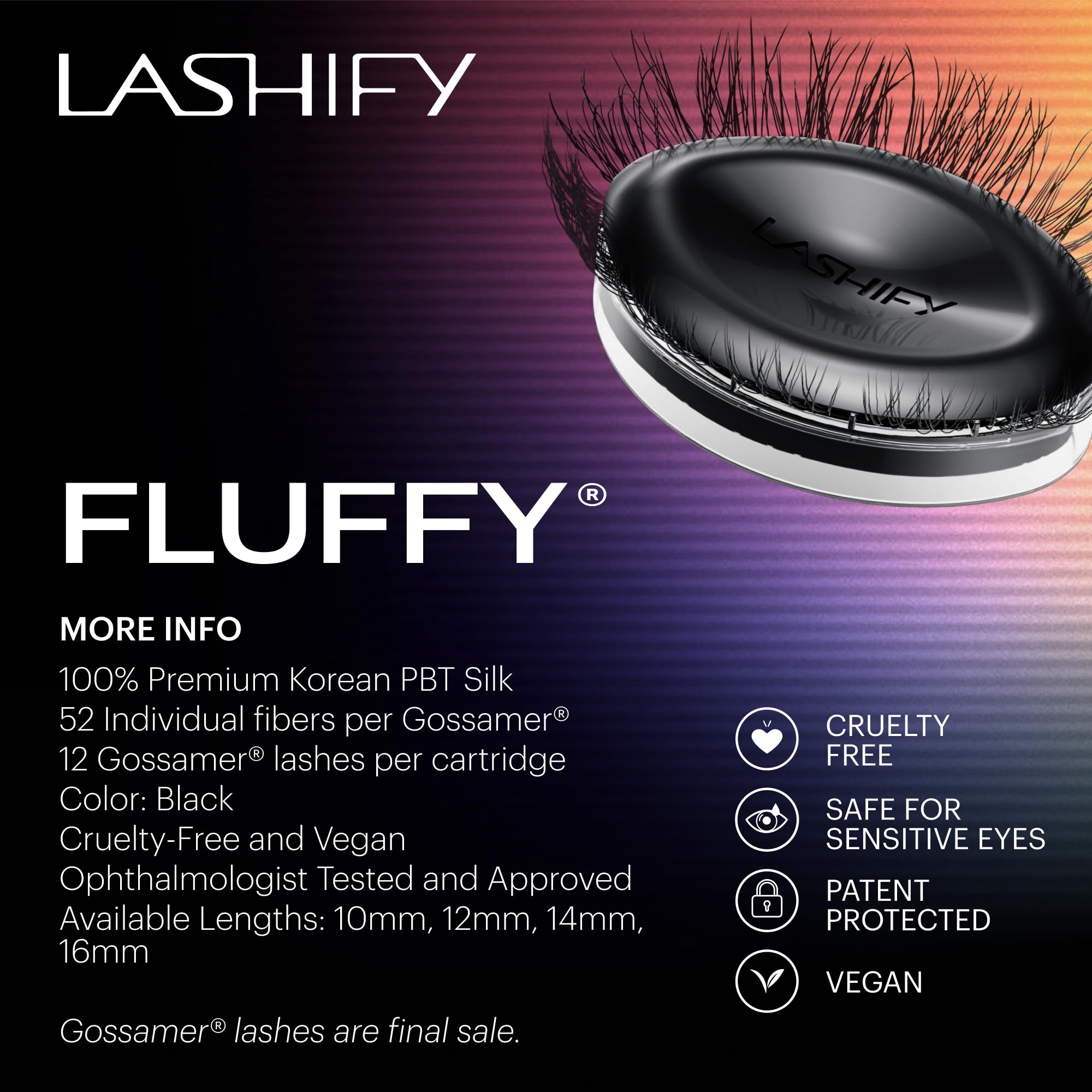 Lashify 12mm length variation chart helps choose the right look.