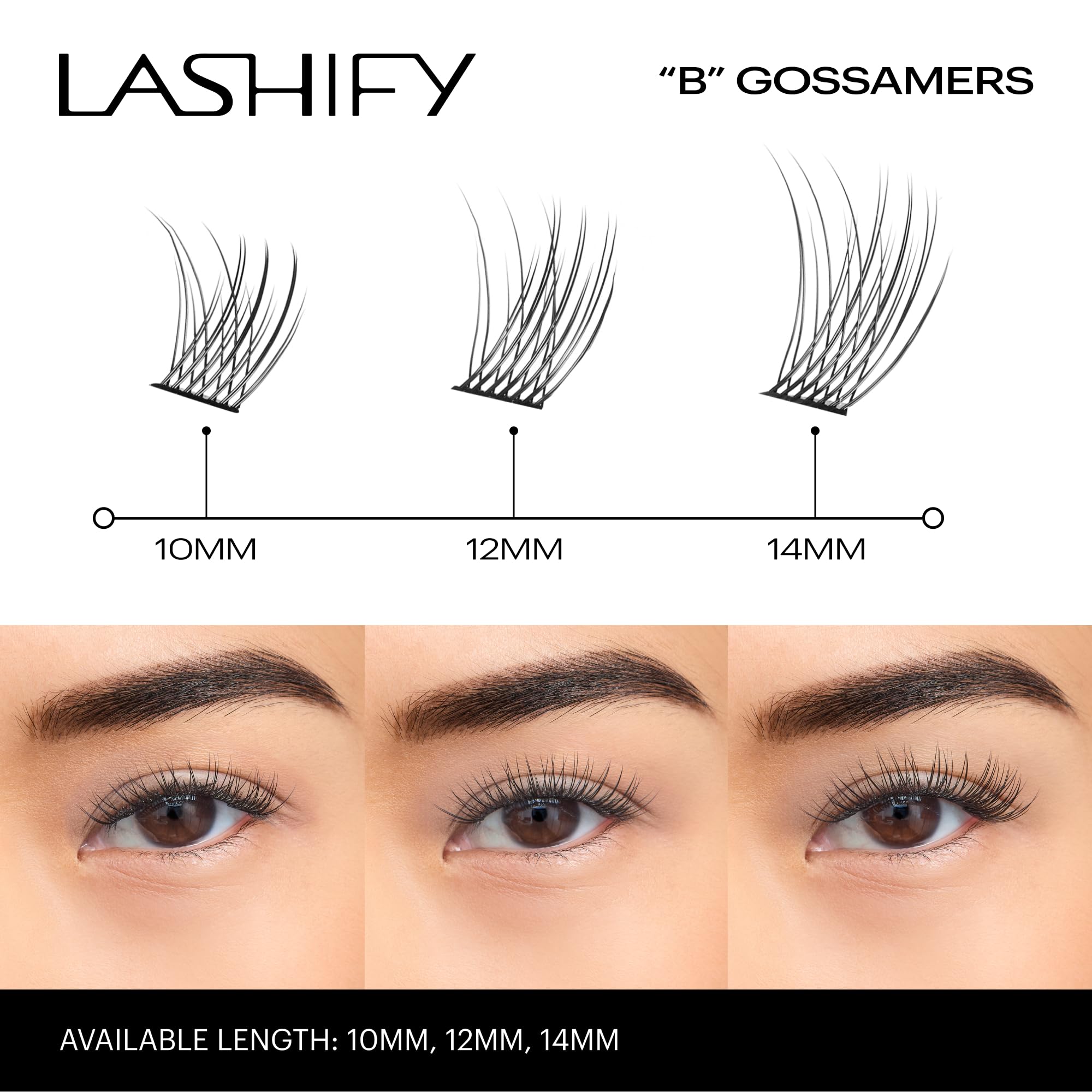 Lashify Bold 12mm Gossamer refill cartridge detail highlighting length options