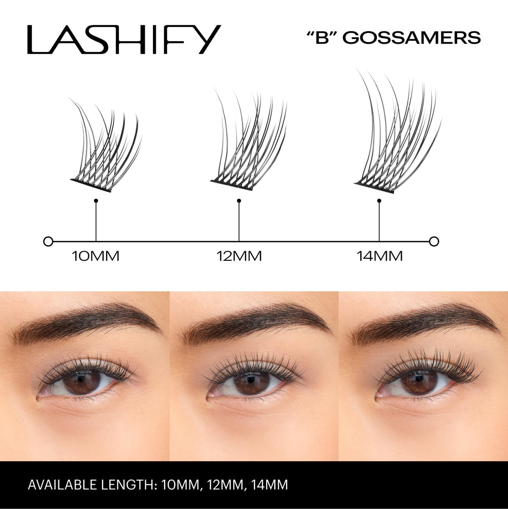 Lashify Bold 12mm Gossamer refill cartridge detail highlighting length options
