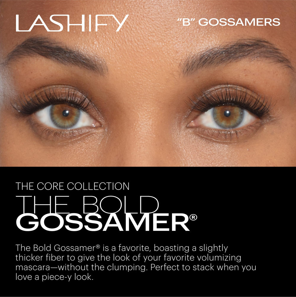 Lashify Bold 12mm Gossamer refill side view shows lightweight, buildable fibers